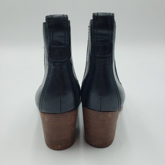 Madewell Regan Chelsea Bootie Boots 7.5 Womens Leather Ankle Block Heels Black - Picture 3 of 10